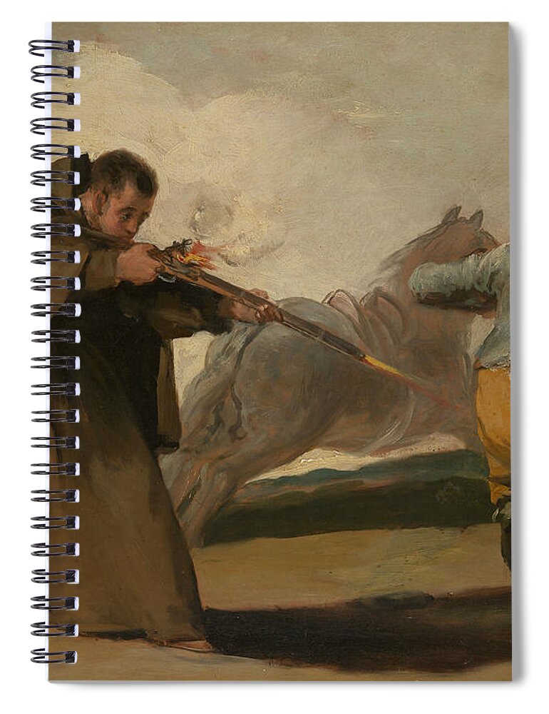 19th Century Art Spiral Notebook featuring the painting Friar Pedro Shoots El Maragato as His Horse Runs Off by Francisco Goya