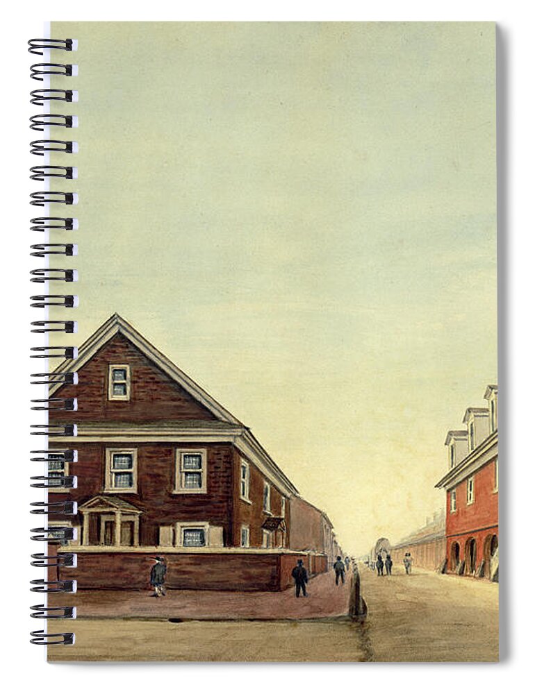William Breton Spiral Notebook featuring the drawing Friends Meeting House and Old Courthouse by William Breton