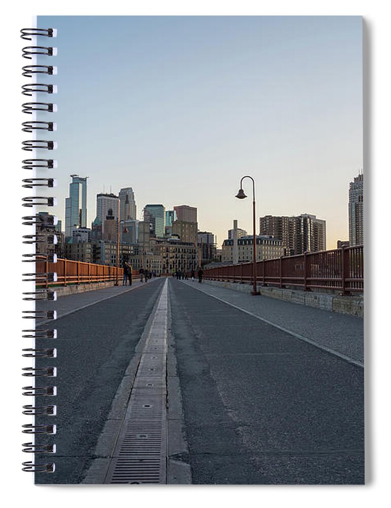 Minneapolis Spiral Notebook featuring the photograph From Stone Arch Bridge 1 by Jim Schmidt MN