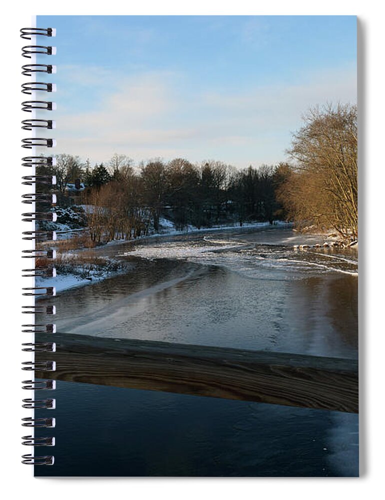 Old Manse Spiral Notebook featuring the photograph Frozen Dusk by Leslie M Browning