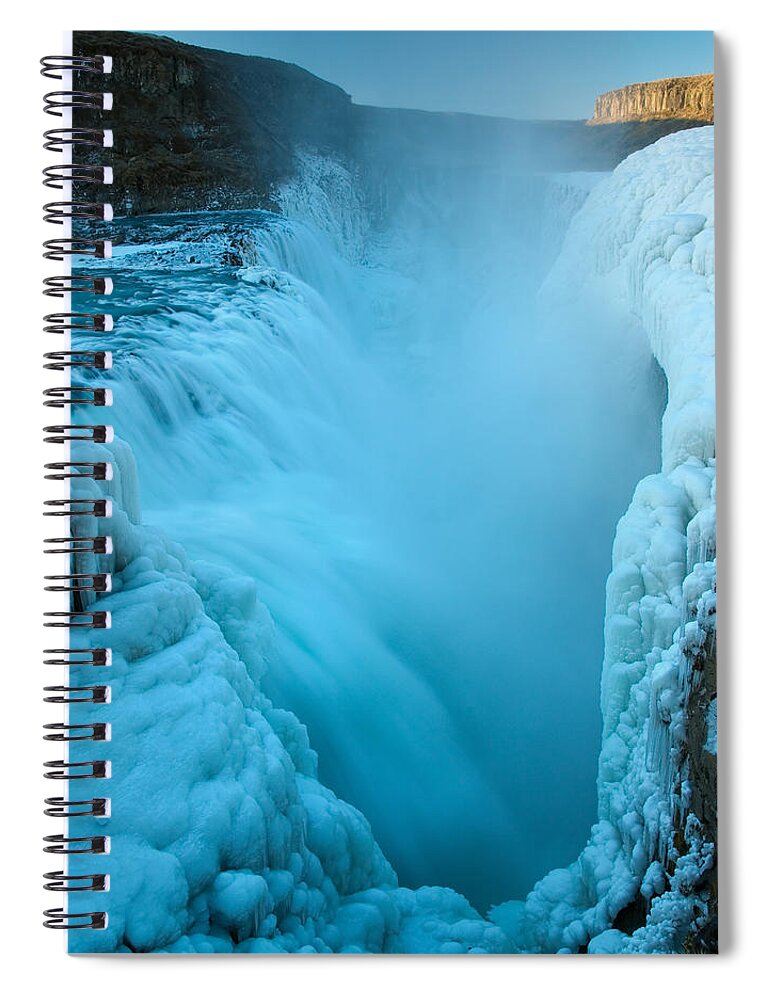 Scenics Spiral Notebook featuring the photograph Frozen Gullfoss by Adrian Metzelaar