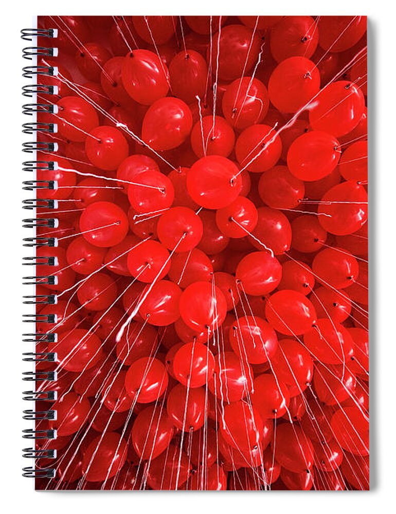 Art Spiral Notebook featuring the photograph Full Frame Shot Of Red Helium Balloons by Carmen Martínez Torrón