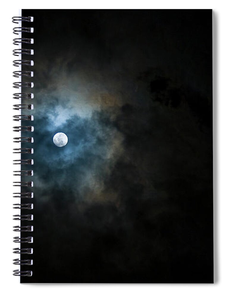 Tranquility Spiral Notebook featuring the photograph Full Moon Through The Clouds by Malcolm Ainsworth