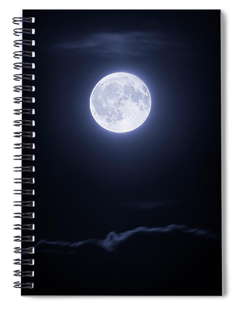 Outdoors Spiral Notebook featuring the photograph Full Moon With Clouds At Night by Design Pics/corey Hochachka