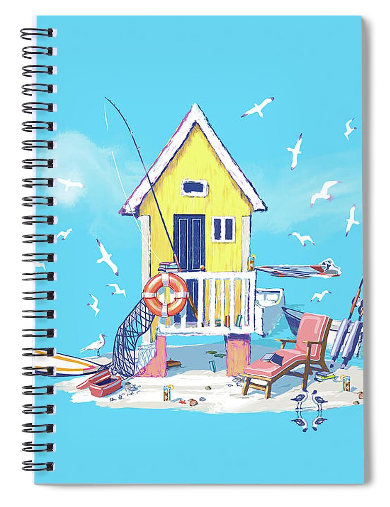 Beach Spiral Notebook featuring the digital art Fun in The Sun by L Diane Johnson