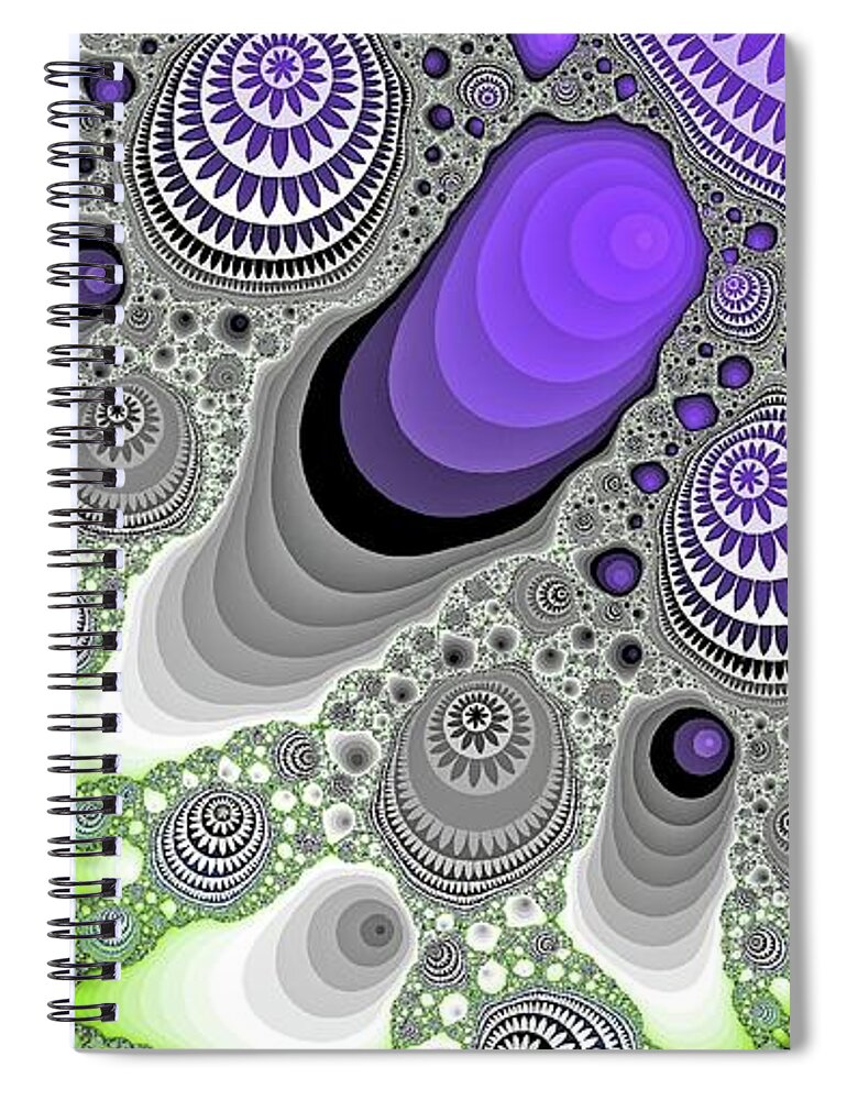 Space Spiral Notebook featuring the digital art Funky Purple Canyon by Don Northup
