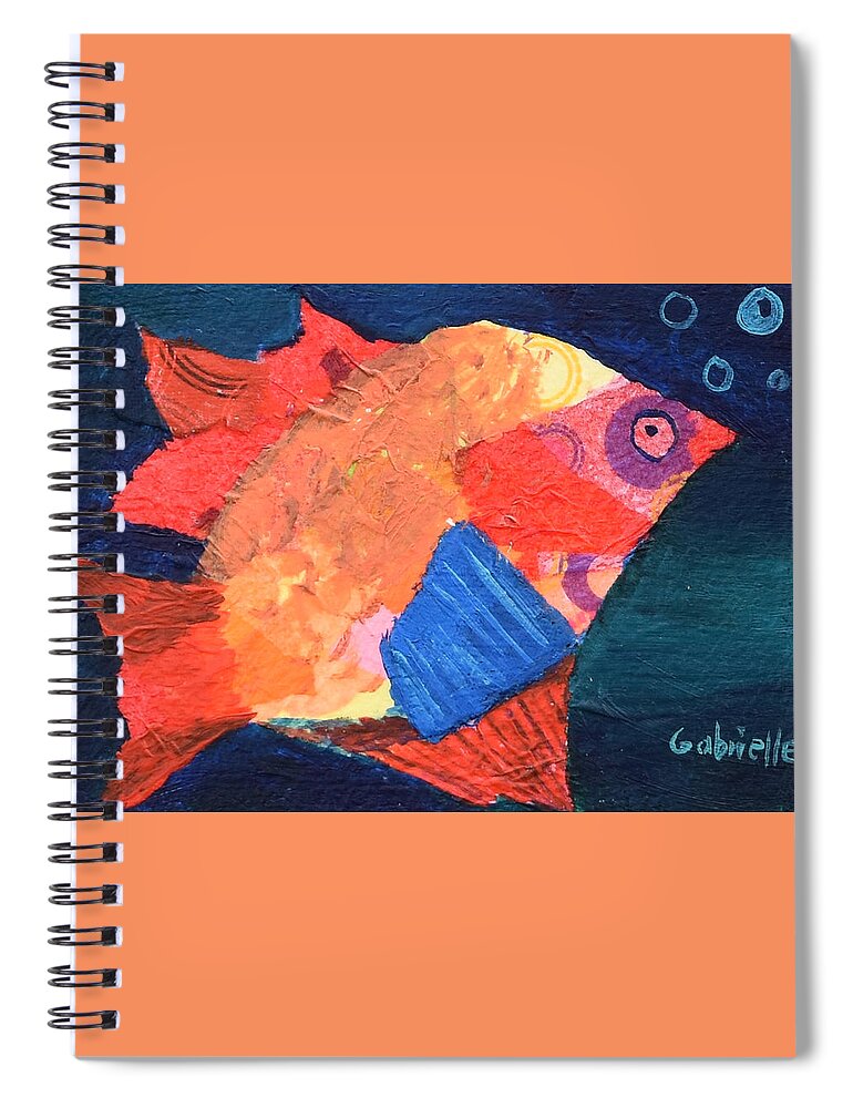 Fish Spiral Notebook featuring the mixed media Funny Fish by Gabrielle Munoz