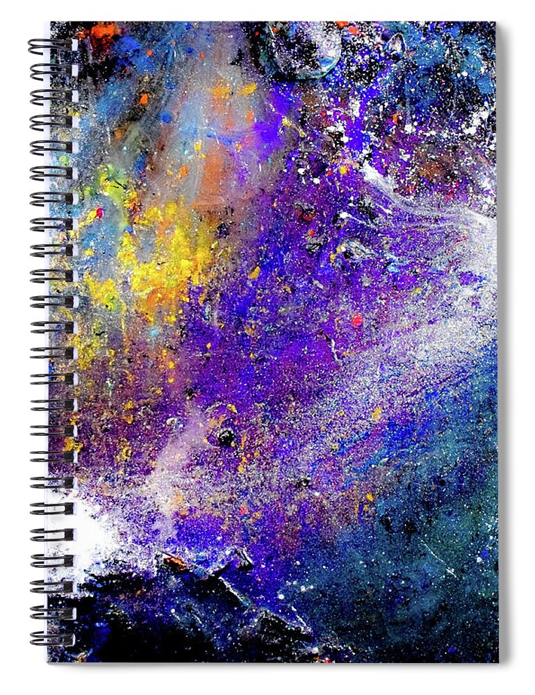 Galaxy Spiral Notebook featuring the mixed media Galactic Fusion by Patsy Evans - Alchemist Artist