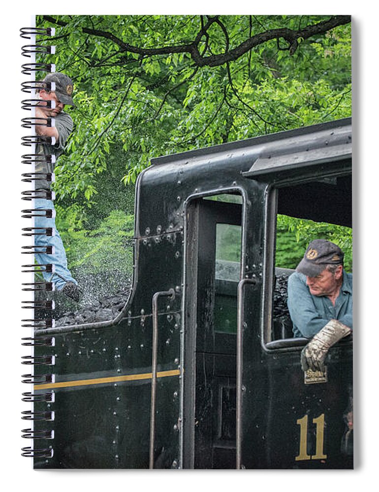 Railroad Spiral Notebook featuring the photograph Gary Cassell, the engineer on Cass Scenic Railroad Shay 11 by Jim Pearson