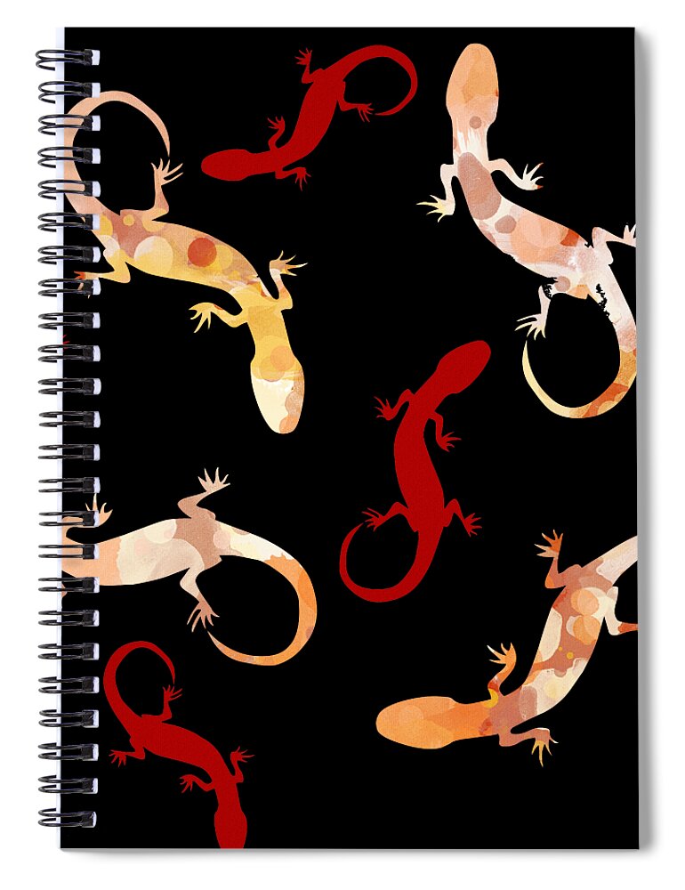 Gecko Spiral Notebook featuring the mixed media Gecko Pattern by Christina Rollo