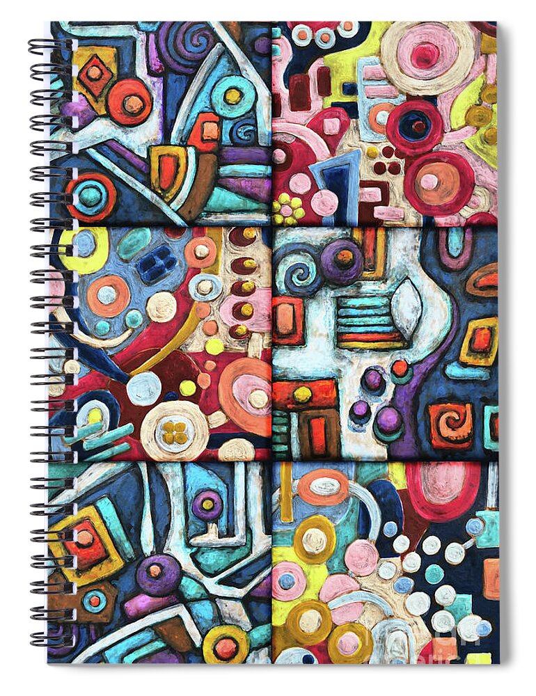 Abstract Spiral Notebook featuring the painting Geometric Abstract Patchwork by Amy E Fraser
