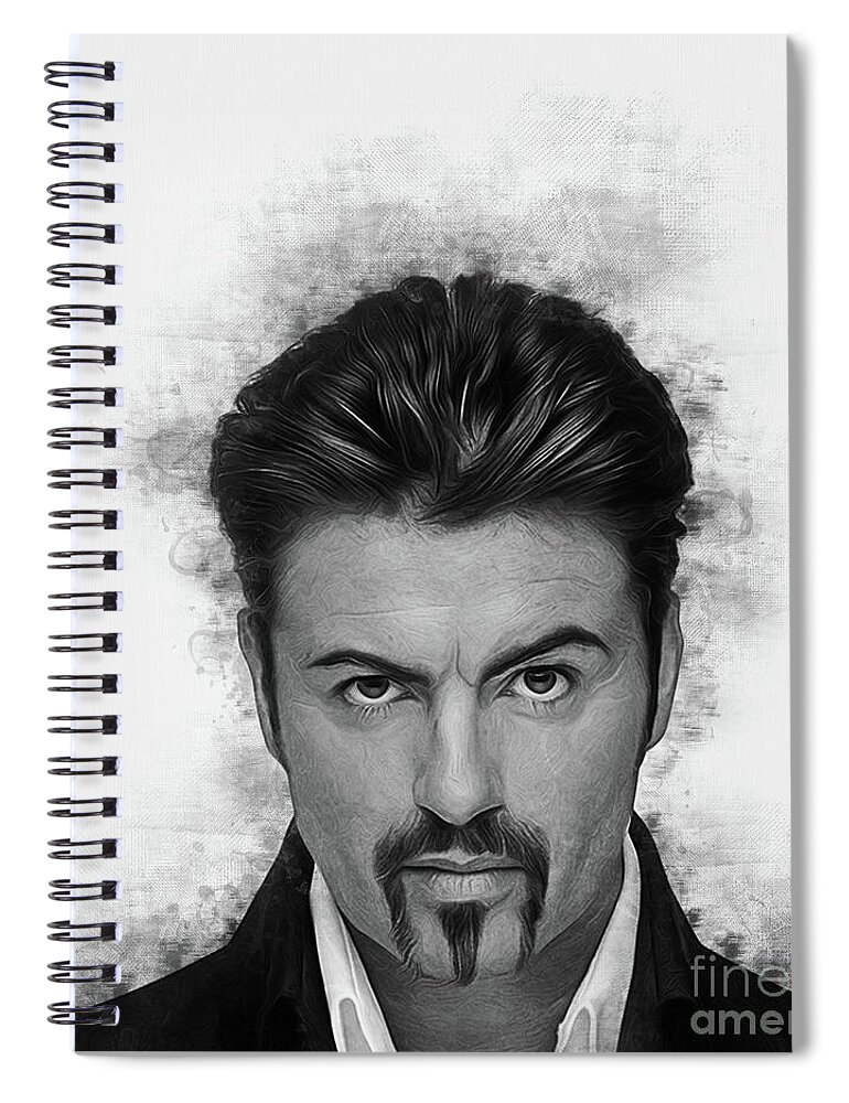 George Spiral Notebook featuring the digital art George Michael by Ian Mitchell