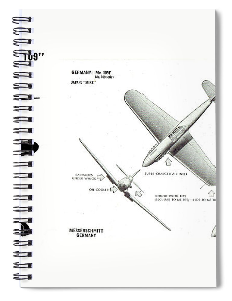109 Spiral Notebook featuring the photograph German Messerschmidt ME 109 by Steve Estvanik