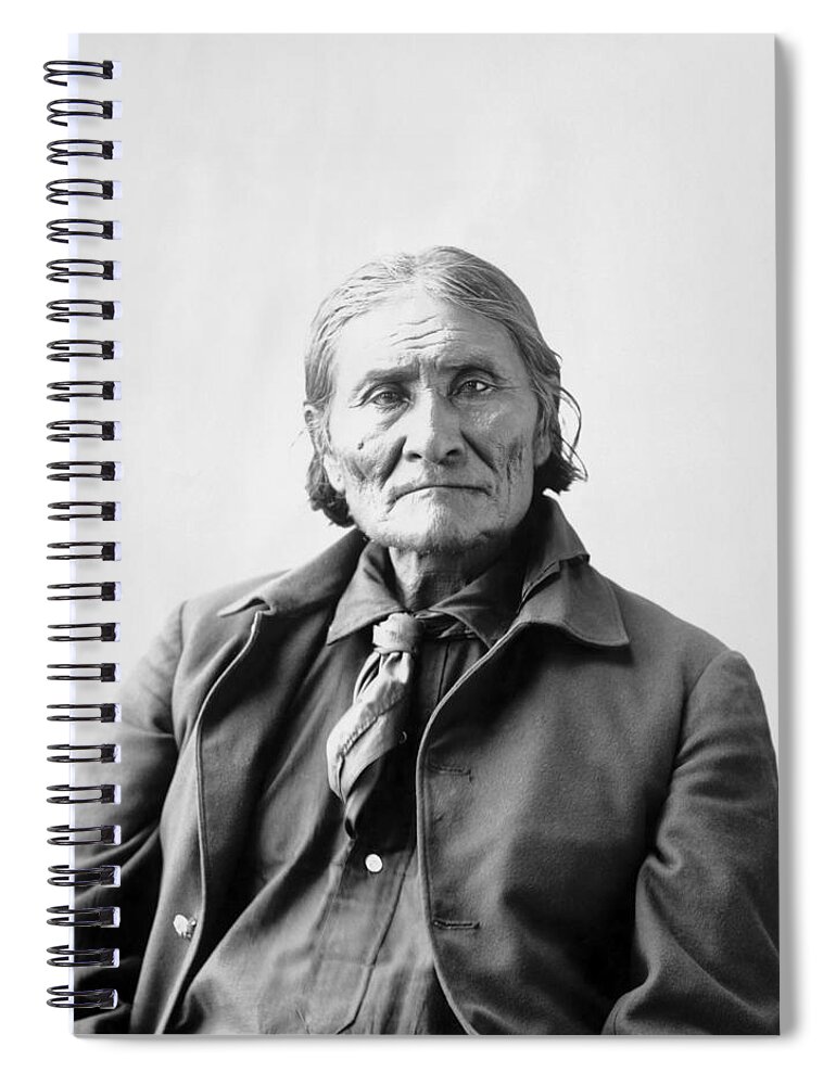 Geronimo Spiral Notebook featuring the photograph Geronimo Portrait - 1898 by War Is Hell Store