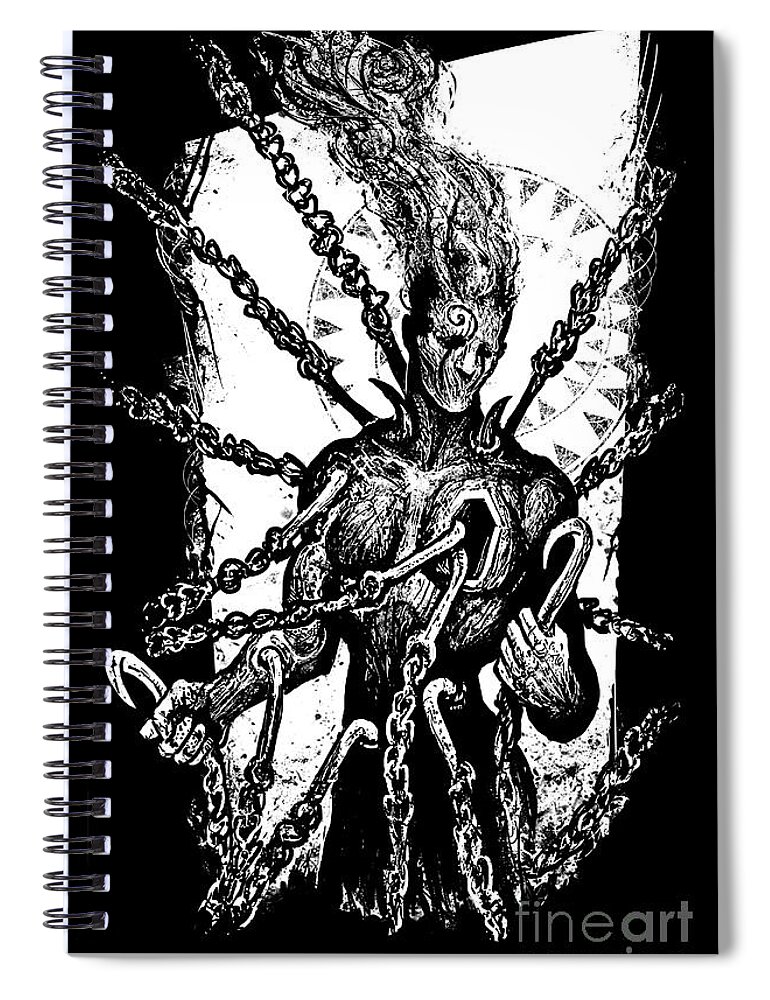 Tony Koehl Spiral Notebook featuring the mixed media Get Your Hooks Out by Tony Koehl