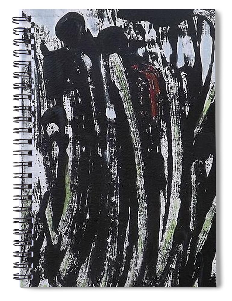 Abstract. Abstract Figurative Spiral Notebook featuring the painting Ghosts of the Forest by Denise Morgan
