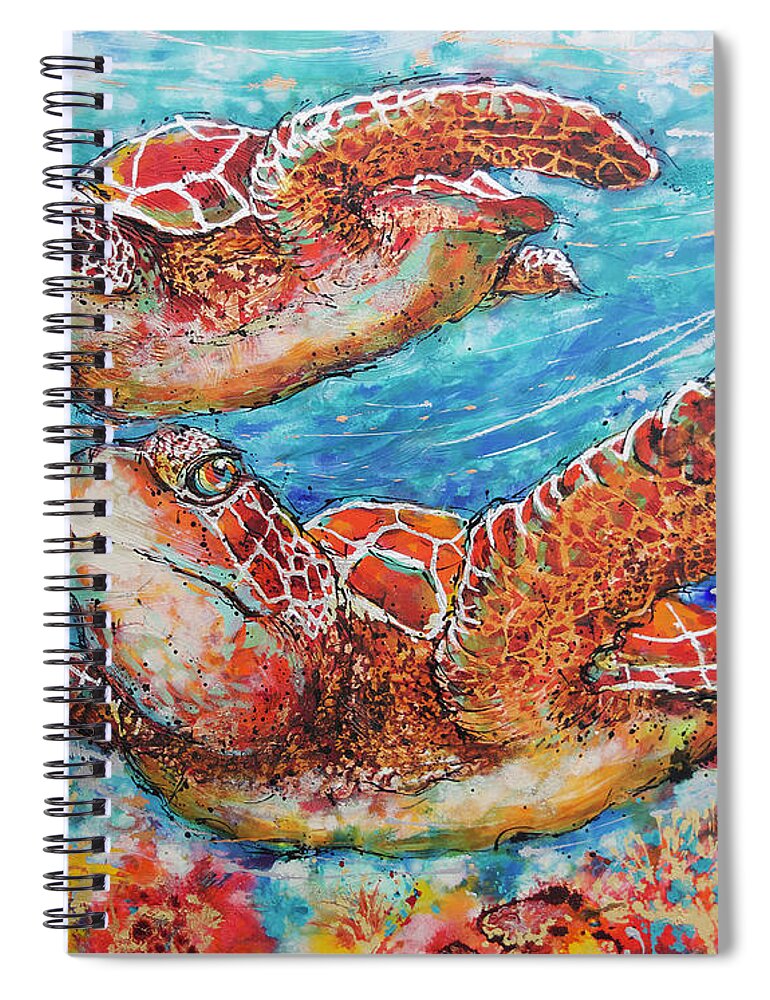 Marine Turtles Spiral Notebook featuring the painting Giant Sea Turtles by Jyotika Shroff