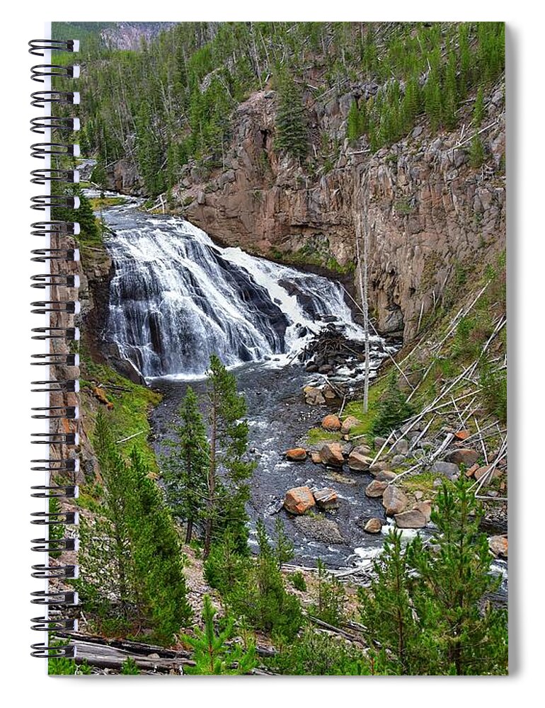 Waterfalls Spiral Notebook featuring the photograph Gibbon Falls by Steve Brown