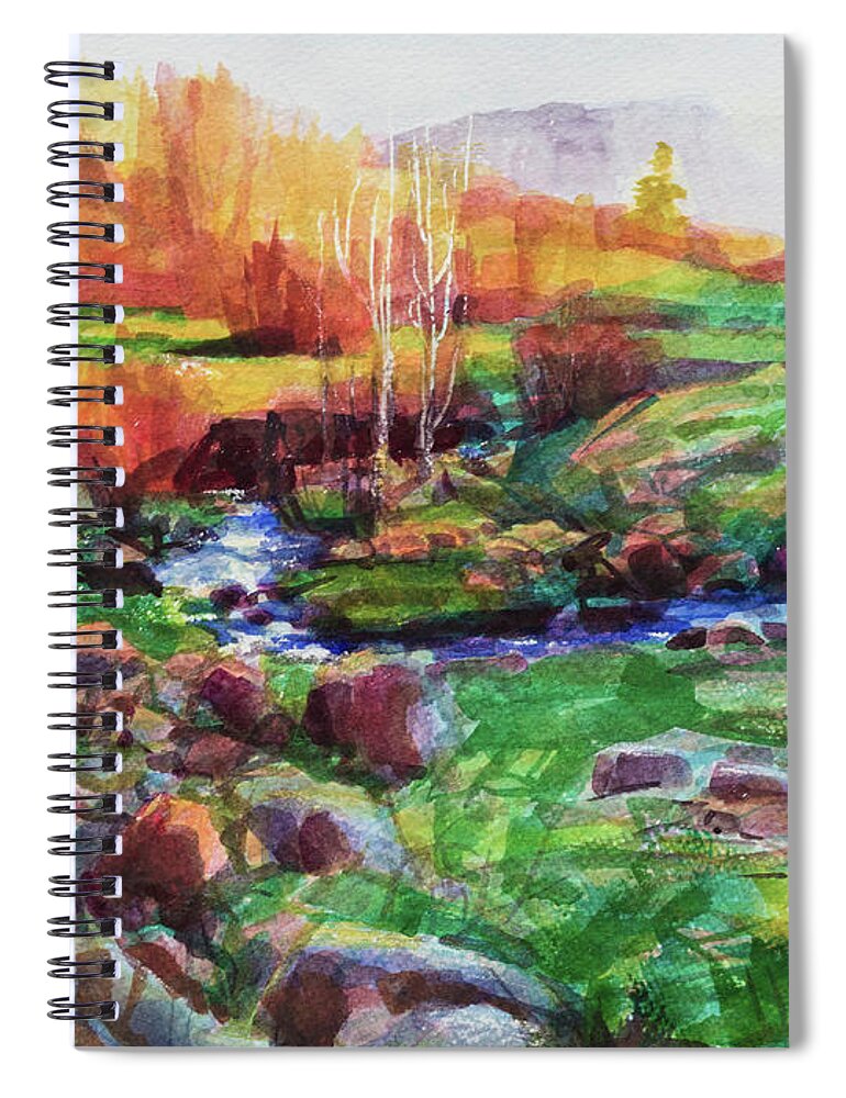 Landscape Spiral Notebook featuring the painting Gilded Hillside by Steve Henderson