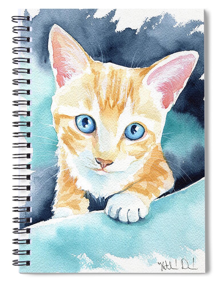 Ginger Kitten Spiral Notebook featuring the painting Ginger Kitten by Dora Hathazi Mendes