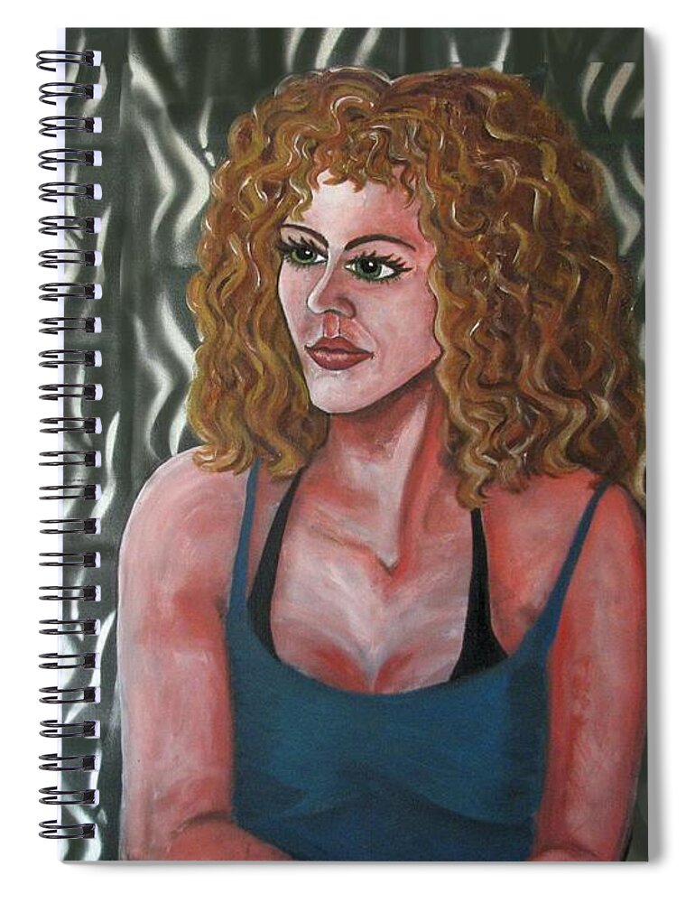 Portrait Spiral Notebook featuring the painting Girl and Tiles by Joan Stratton