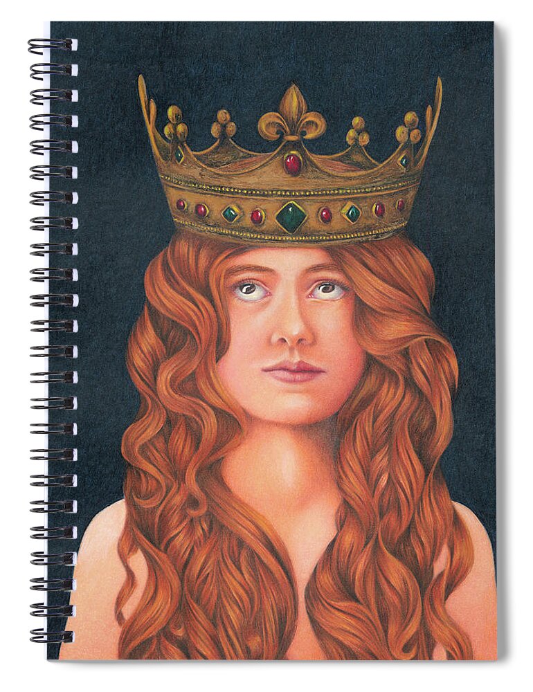 Portrait. Girl Wearing A Crown.royalty. Red Heads. Spiral Notebook featuring the painting Girl with the Crown by Valerie Evans