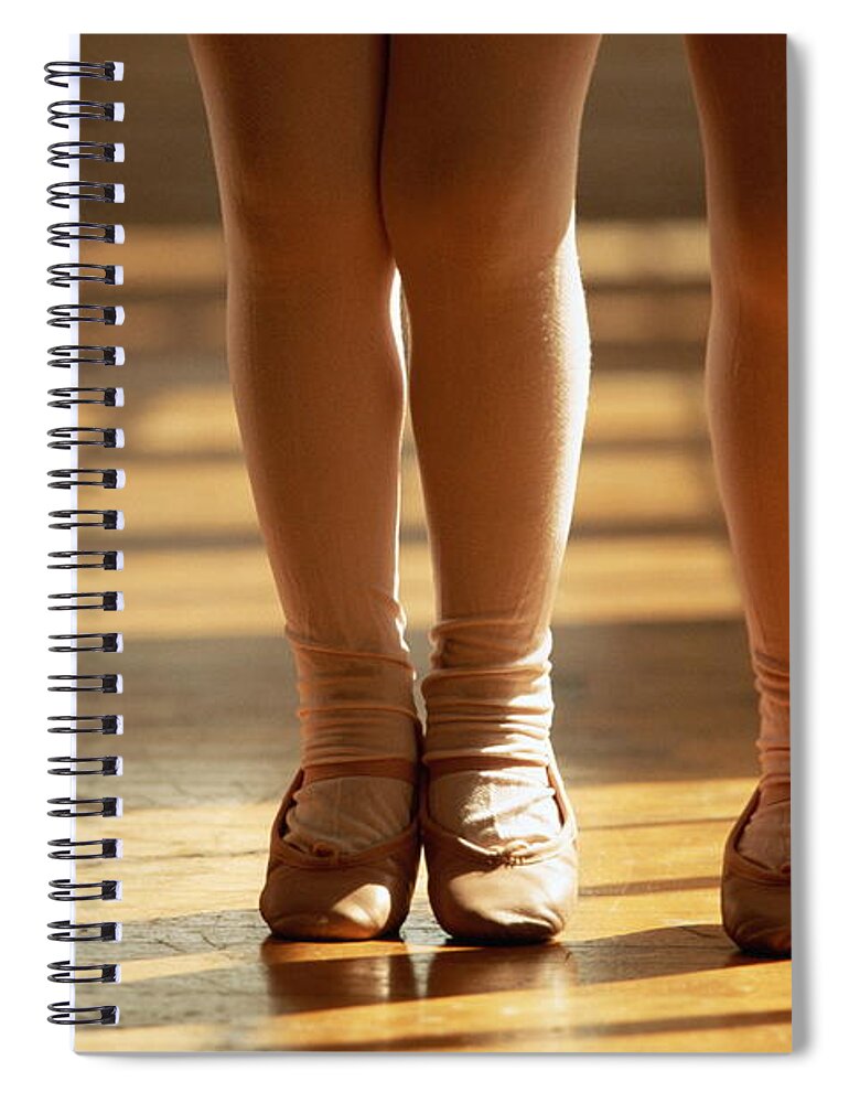 Ballet Dancer Spiral Notebook featuring the photograph Girls 3-5 Wearing Ballet Shoes During by Terry Vine