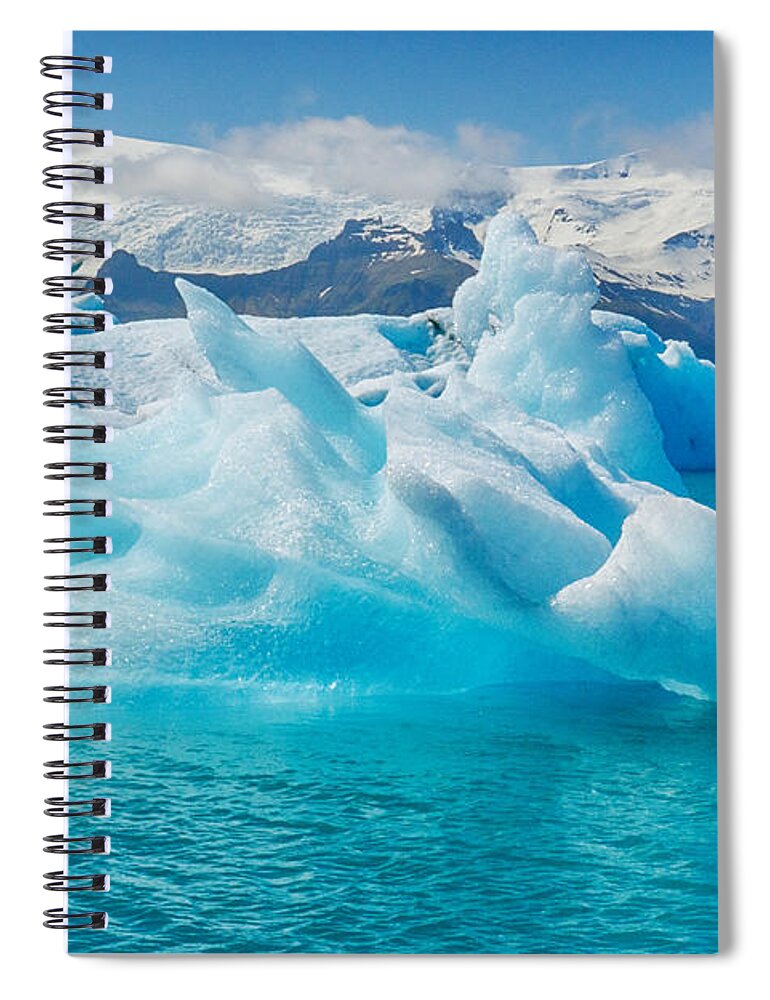 Iceland Spiral Notebook featuring the photograph Glacier Lake Blue Iceberg by Amanda Jones