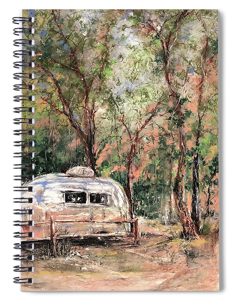 Airstream Spiral Notebook featuring the painting Glamping In Zion National Park by Robin Miller-Bookhout
