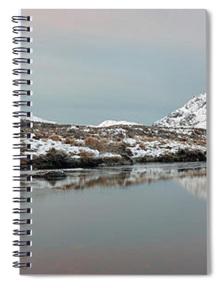 Glencoe Spiral Notebook featuring the photograph Glencoe Snow Mountain Winter Sunrise by Grant Glendinning