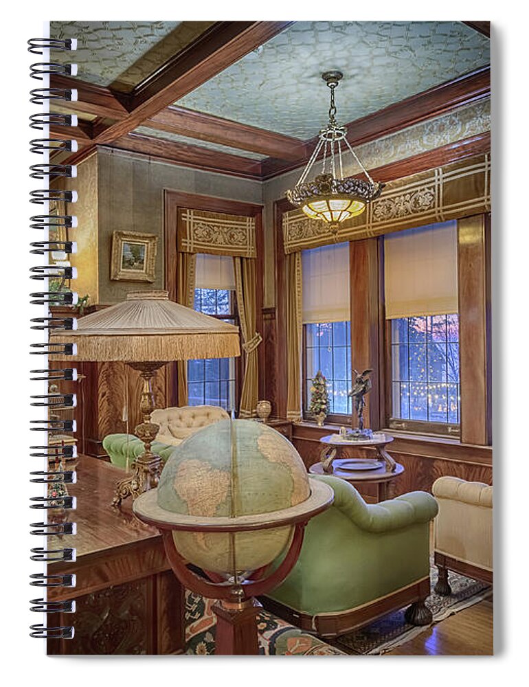 Glensheen Spiral Notebook featuring the photograph Glensheen Library #1 by Susan Rissi Tregoning