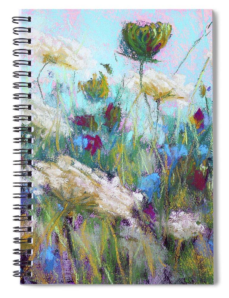 Queen Anne's Lace Spiral Notebook featuring the painting Glory in the Morning by Susan Jenkins