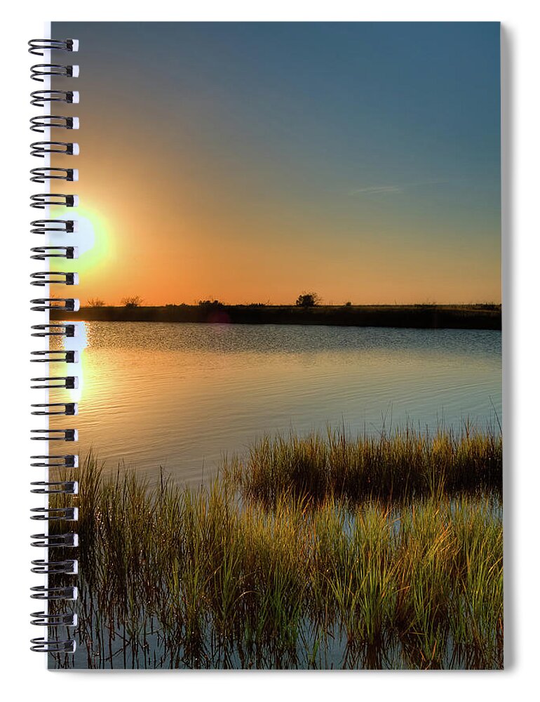 Tranquility Spiral Notebook featuring the photograph Glowing Orb - Galveston Island State by Daniel Thibodeaux - Houston, Texas Usa