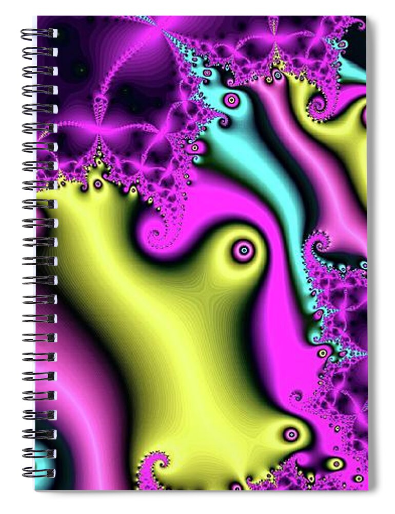 Fractal Spiral Notebook featuring the digital art Glowing Pink Broken Arrow by Don Northup