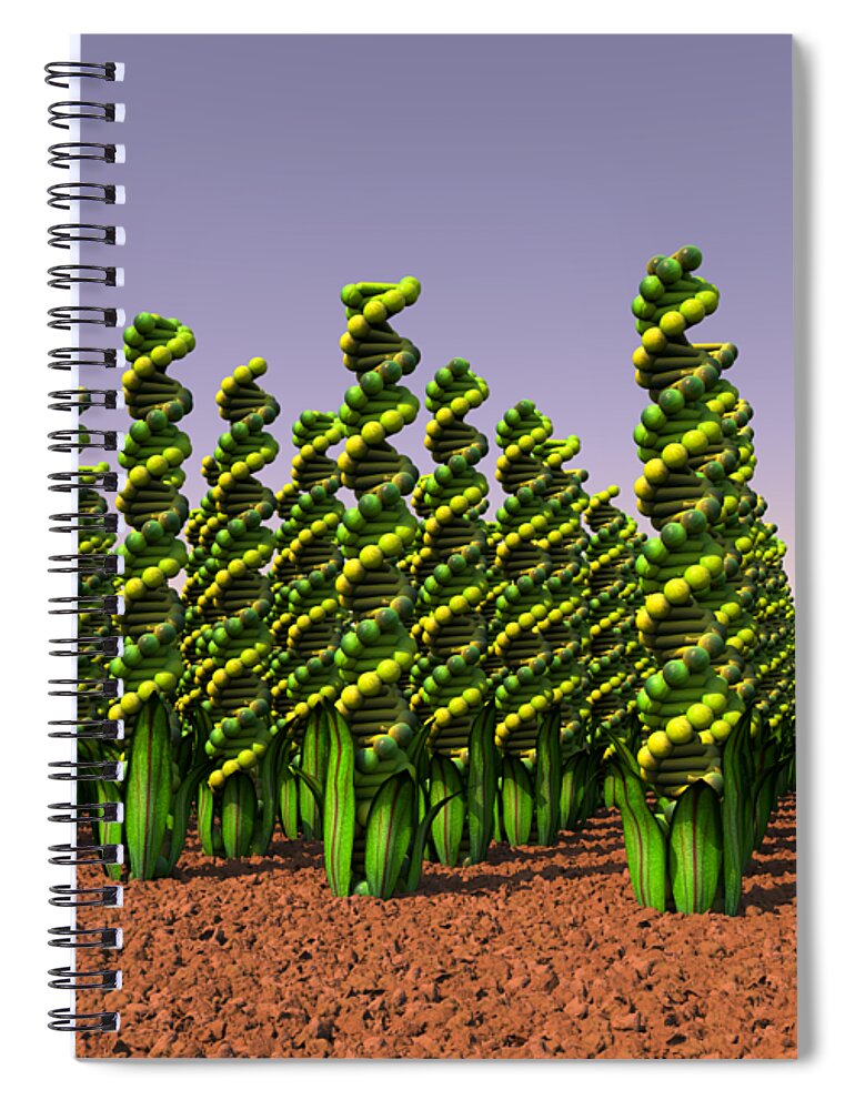 Agriculture Spiral Notebook featuring the digital art GM Crops Landscape by Russell Kightley
