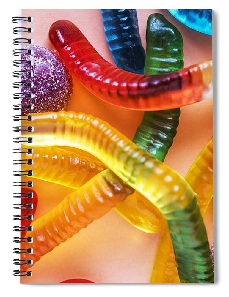 Candy Spiral Notebook featuring the photograph Go and Eat Worms - Gummy Worms Candy by Marianna Mills