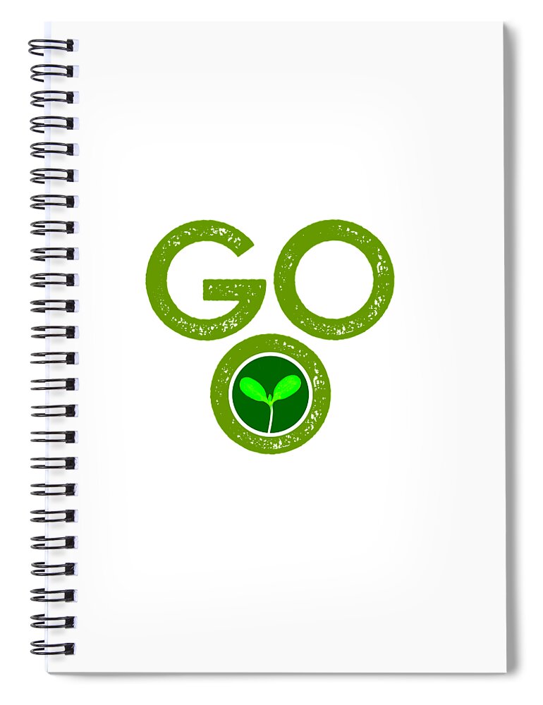  Spiral Notebook featuring the drawing GO with microgreen graphic - standard green by Charlie Szoradi