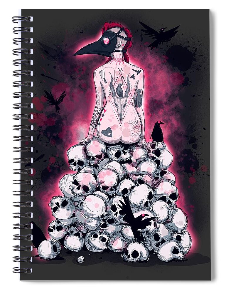 God Called In Sick Spiral Notebook featuring the drawing God Called In Sick by Ludwig Van Bacon