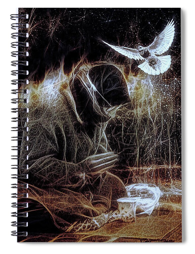 God Spiral Notebook featuring the digital art God Dwells with the Contrite by Barry Wills