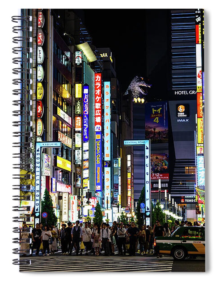 Tokyo Spiral Notebook featuring the photograph Godzilla Road, Shinjuku, Tokyo by Aashish Vaidya