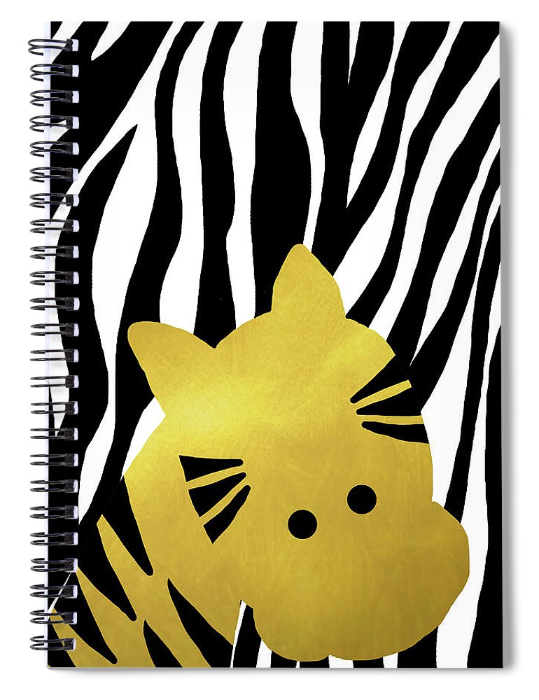 Gold Spiral Notebook featuring the digital art Gold Baby Zebra by Anna Quach