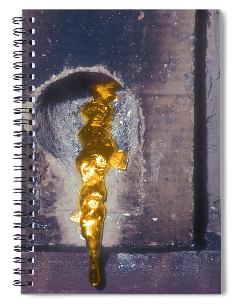 1980-1989 Spiral Notebook featuring the photograph Gold Smelting At A Refinery by Lyle Leduc