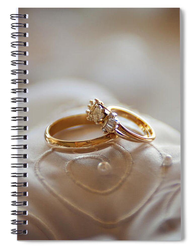 Florida Spiral Notebook featuring the photograph Gold Wedding Rings On A Pillow by Driendl Group