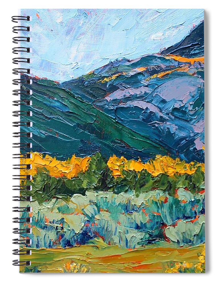 Landscape Spiral Notebook featuring the painting Golden Autumn by Marian Berg