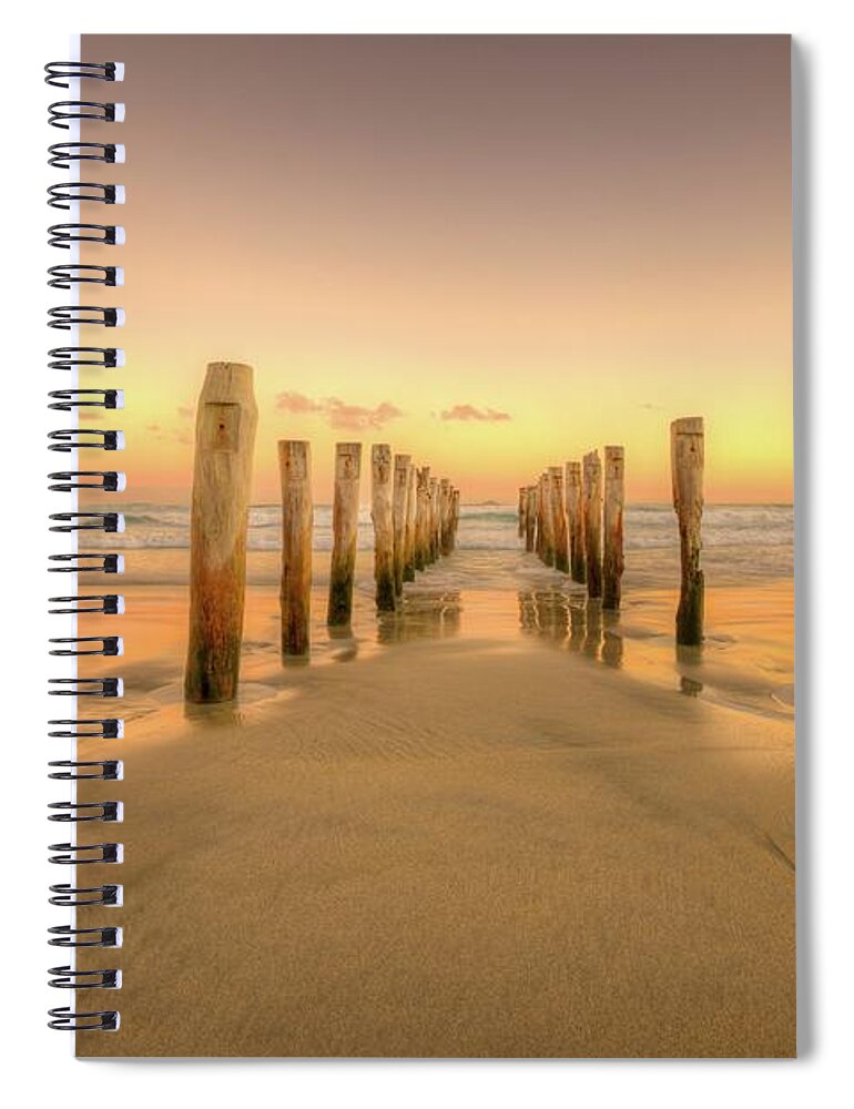 Water's Edge Spiral Notebook featuring the photograph Golden Beach by Shaadi Faris
