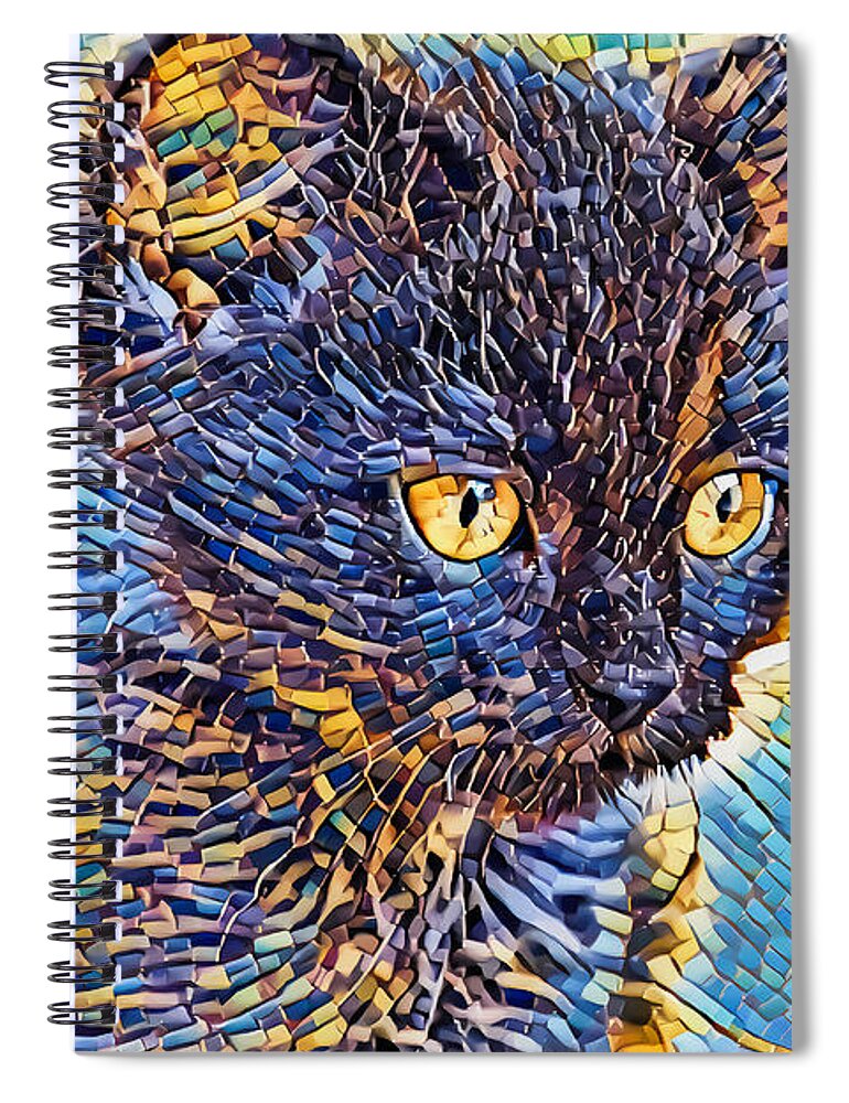 Kitten Spiral Notebook featuring the digital art Golden Eyes by Don Northup