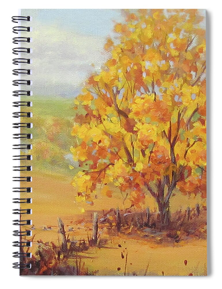 Fall Spiral Notebook featuring the painting Golden Fall by Karen Ilari