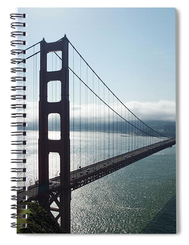 San Francisco Spiral Notebook featuring the photograph Golden Gate Bridge, Backlit by Stephanhoerold