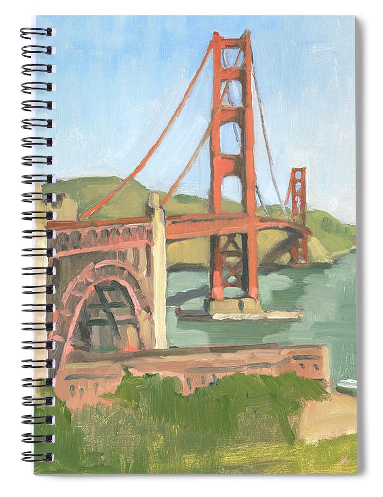 Golden Gate Bridge Spiral Notebook featuring the painting Golden Gate Bridge San Francisco California by Paul Strahm