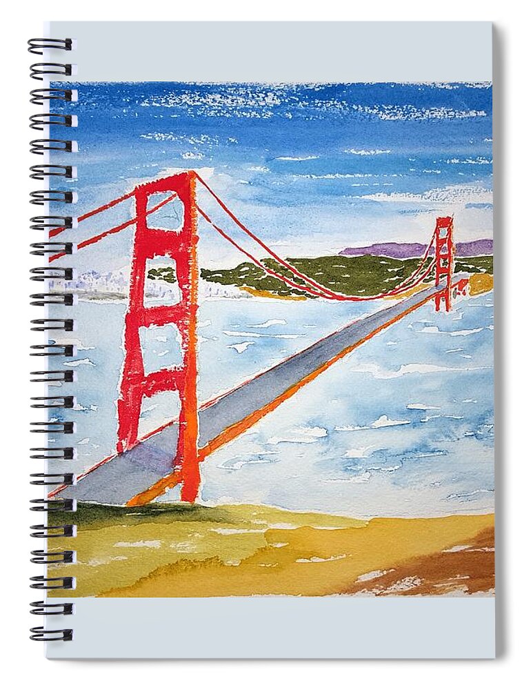 Watercolor Spiral Notebook featuring the painting Golden Gate Lore by John Klobucher
